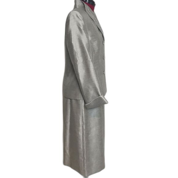 Kasper Skirt Suit Women's Size 6 Silver Metallic 2-Piece Set Skirt & Blazer NWT - Picture 4 of 15